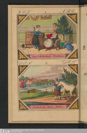 Darstellungen aus der wirklichen Welt und dem Kinderleben : ein unterhaltendes und belehrendes Bilderbuch für wohlgesittete und gut geartete Mädchen, mit acht lehrreichen Erzählungen und acht gemalten Kupfertafeln