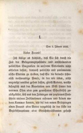 Vertrauliche Briefe aus Wien : Geschrieben im Jänner 1850