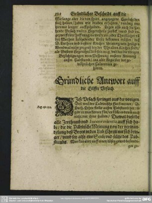Gründliche Antwort auff die Eilffte Ursach