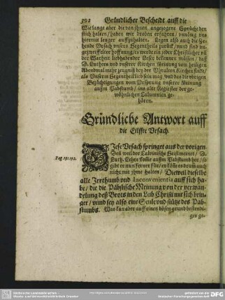 Gründliche Antwort auff die Eilffte Ursach