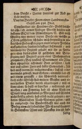 366-373, Vierdte Beicht-Form eines Handwercks-Gesell am 598. Blat. ...