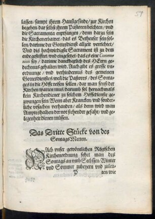 Das Dritte Stücke von des Sontags Metten.