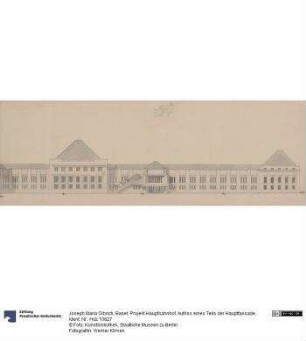 Basel, Projekt Hauptbahnhof, Aufriss eines Teils der Hauptfassade