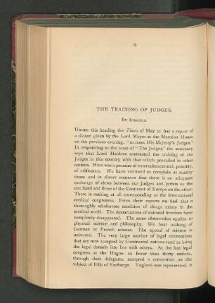 The Training of Judges.