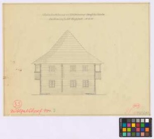 Wölfelsdorf ([Landkreis Habelschwerdt]): Walmdachhaus. Wohnhaus (Giebel-Ansicht)