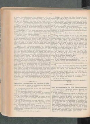 Katholischer Lehrerverband des Deutschen Reiches : aus dem Protokoll der Sitzung des geschäftsführenden Ausschusses vom 3. Juli 1909