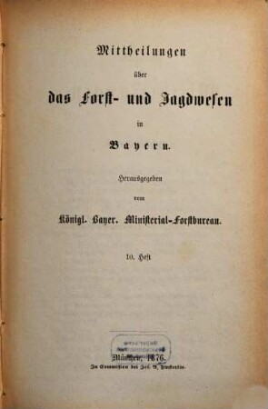 Forstliche Mittheilungen. 5,1. 1876