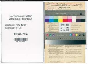 Entnazifizierung Fritz Berger , geb. 04.05.1904 (Steiger)