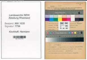 Entnazifizierung Hermann Kirchhoff , geb. 31.05.1897 (Betriebsfuehrer)