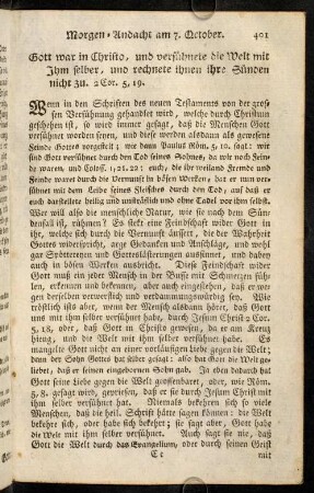 401-412, Morgen-Andacht am 7. October. - Abend-Andacht am 9. October.