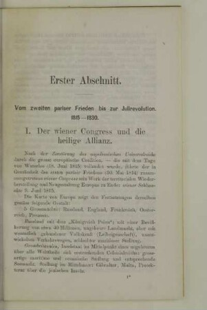 Erster Abschnitt. Vom zweiten pariser Frieden bis zur Julirevolution. 1815-1830