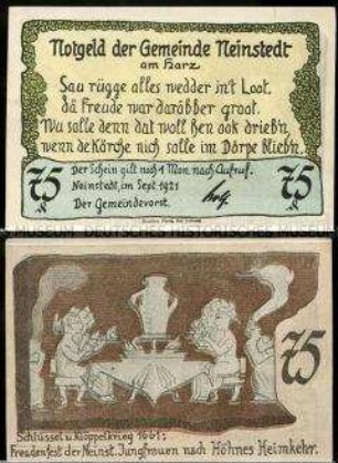 Neinstedt 75 Pfennig, Notgeldserie