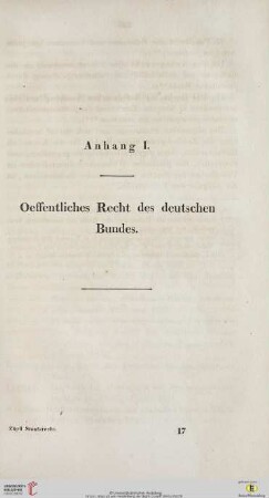 Anhang I: Oeffentliches Recht des deutschen Bundes