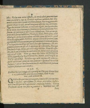 Cap. V. Auctor Scripti magis est operosque in illis, quae aliena sunt a re, quam in illis, quae rem concernunt, Unde Versio mea male refutata est.