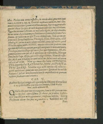 Cap. V. Auctor Scripti magis est operosque in illis, quae aliena sunt a re, quam in illis, quae rem concernunt, Unde Versio mea male refutata est.