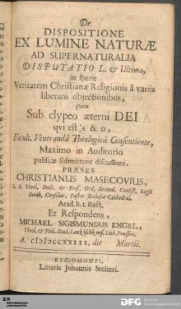 Disputatio L. & Ultima