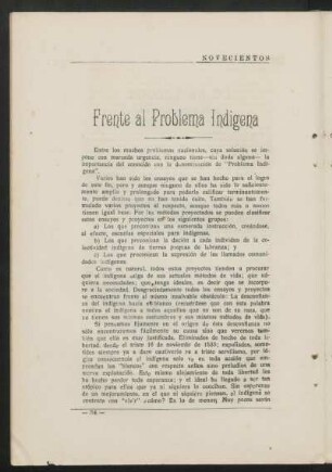 Frente al problema indígena