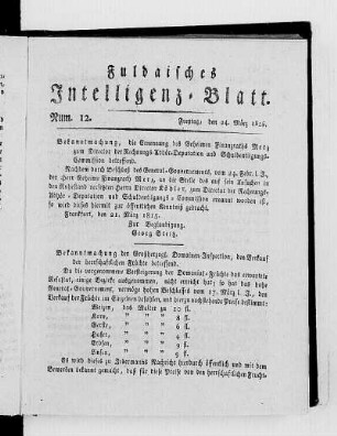 Num. 12, Ausgabe vom 24. März 1815