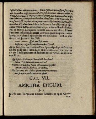 Cap. VII. De Amicitia Epicuri.