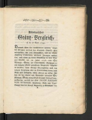 Altonaischer Gräntz-Vergleich, d. d. 17 Nov. 1740.