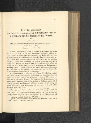 Über die Löslichkeit von Gasen in konzentrierter Schwefelsäure und in Mischungen von Schwefelsäure und Wasser.