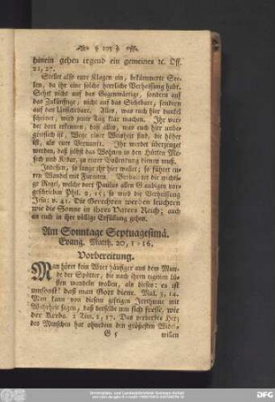 Am Sonntage Septuagesimä. Evang. Matth. 20, 1 - 16.