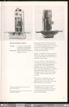 Zylinder-Feinbohrmaschine : Produktgestaltung