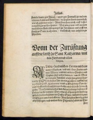 Vonn der Zurüstung auff die farth zu Sant Katharina/ mit den Heyden und allen dingen.