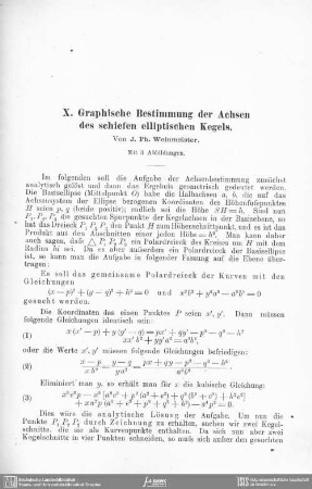 Graphische Bestimmung der Achsen des schiefen elliptischen Kegels