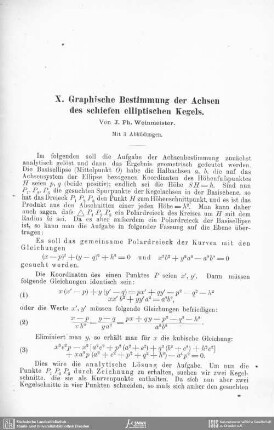 Graphische Bestimmung der Achsen des schiefen elliptischen Kegels