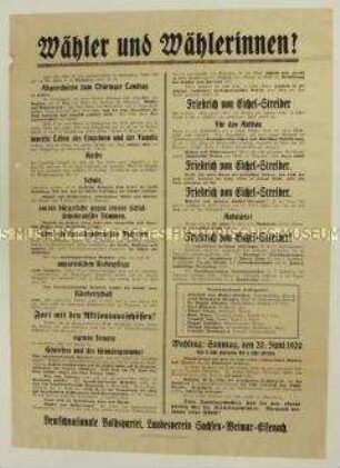 Sonderdruck der DNVP zur Landtagswahl in Thüringen 1920