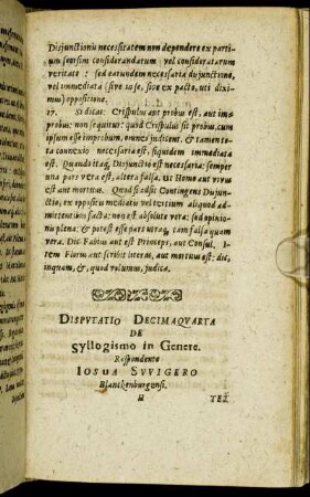 Disputatio Decimaquarta De Syllogismo in Genere.