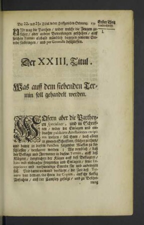 Der XXIII. Titul.