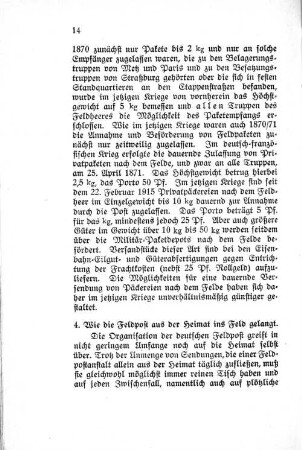 4. Wie die Feldpost aus der Heimat ins Feld gelangt.