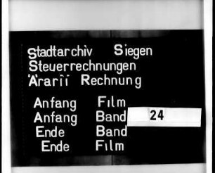 Ärarii-Rechung der Stadt Siegen der Bürgermeister Heydrich Pithan und (Matthias) Hartmann ( ... Blatt)