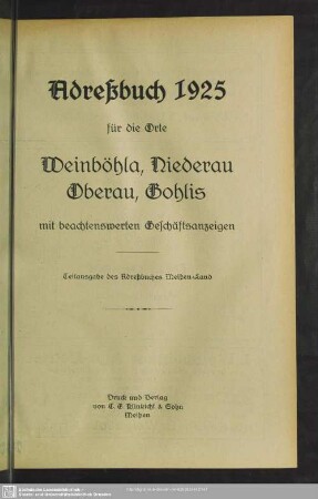 Teil II: Weinböhla und die Orte Niederau, Oberau, Gohlis