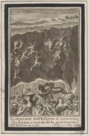 "Se il pensier dell'Inferno ci tormenta [...]", Illustration Nr. 12 auf S. 261 einer Erbauungsschrift