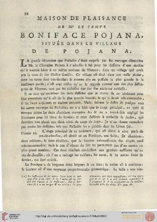 Maison de plaisance de Mr. le Comte Boniface Pojana [...]