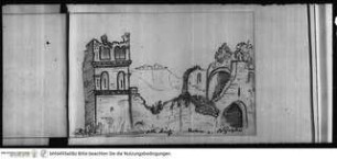 Skizzenbuch Latium, Kampanien, Ansicht der Ruinen von Ninfa