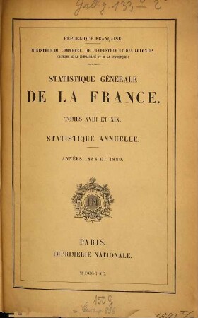 Statistique annuelle. 18/19. 1888/89 (1890)