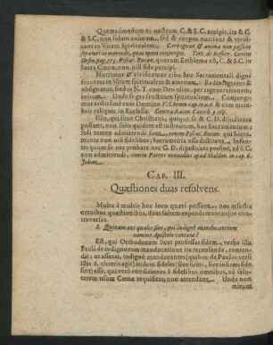 Cap. III. Quaestiones duas resolvens.
