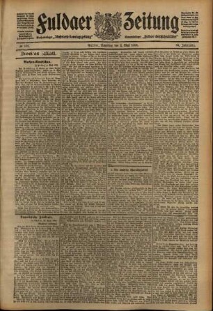 Zweite Ausgabe vom Samstag, den 02. Mai 1908.