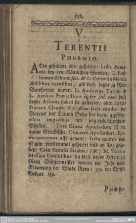 V. Terentii Phormio