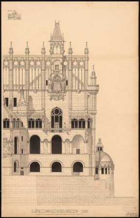 Stadthaus Schinkelwettbewerb 1898: Ansicht von S. Detail 1:50