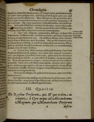 III. Quaestio. De Regibus Persarum ...