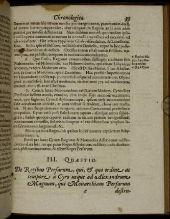 III. Quaestio. De Regibus Persarum ...