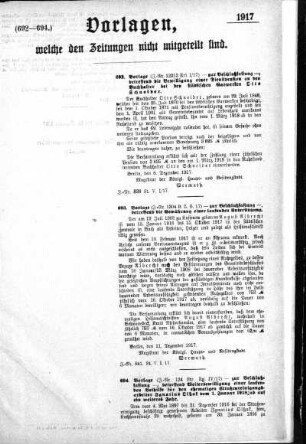 Anlage: (692-694), Vorlagen, welche den Zeitungen nicht mitgeteilt sind, 15. Dezember 1917