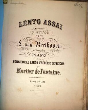 Lento assai : du dernier quatuor ; (op. 135)