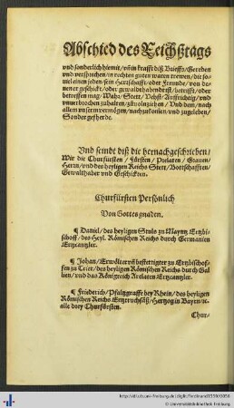 Churfürsten Persönlich