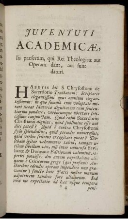 Juventuti academicæ, Iis præfertim, qui Rei Theologicæ aut Operam dant, aut funt daturi